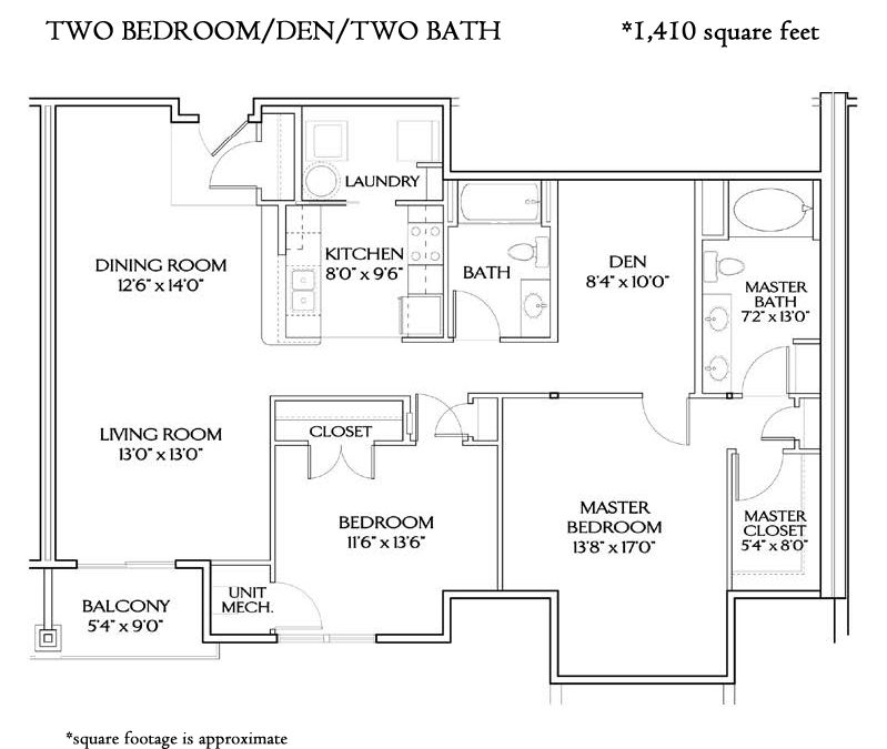 THE MEDITERRANEAN TWO BEDROOM DEN (1410 sqft)